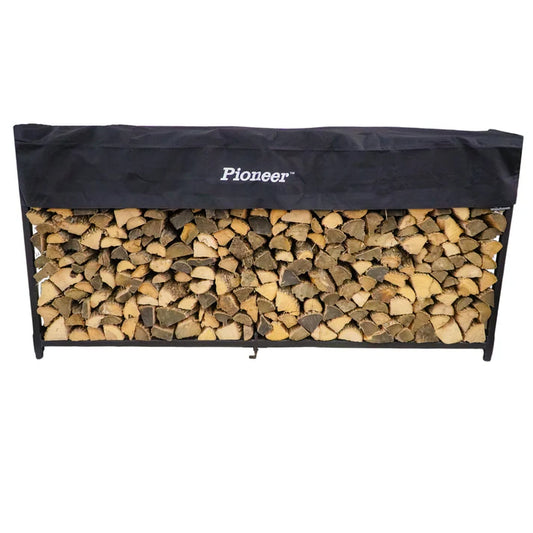 The Woodhaven 8' Pioneer Firewood Rack With Cover