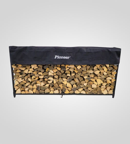 The Woodhaven 8' Pioneer Firewood Rack With Cover