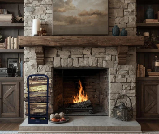 The Woodhaven Daniel Fireside Rack With Tray