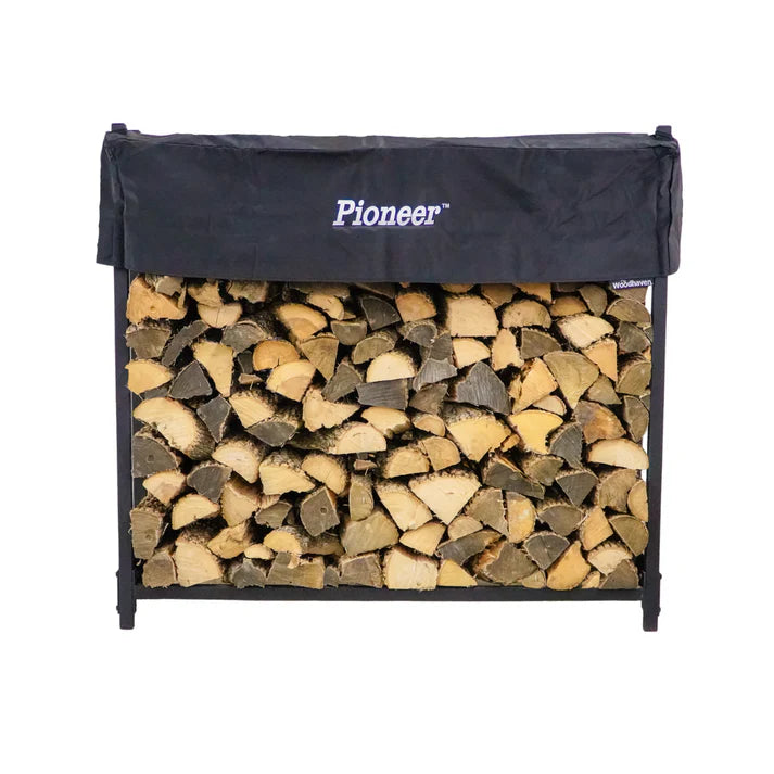 The Woodhaven 4' Pioneer Firewood Rack With Cover